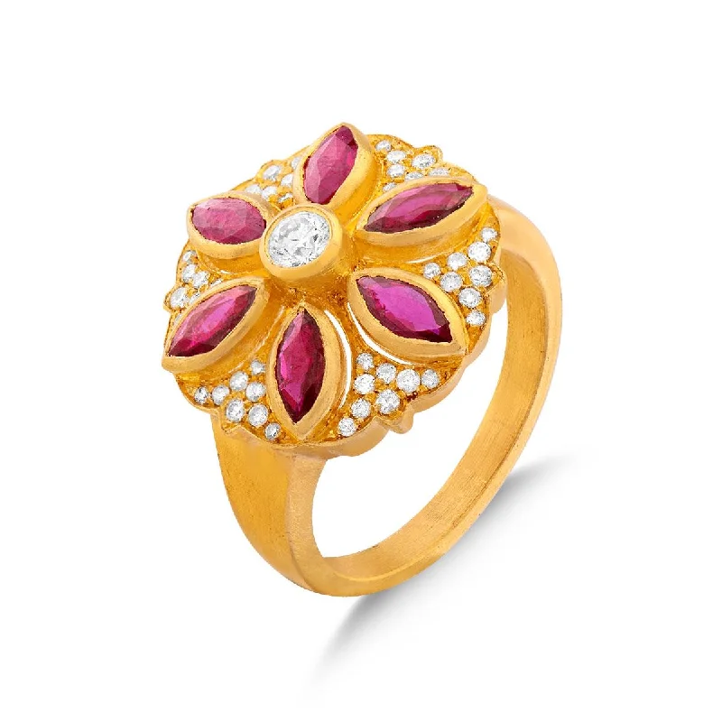 Unique gold rings for women-Marquise Ruby Ring