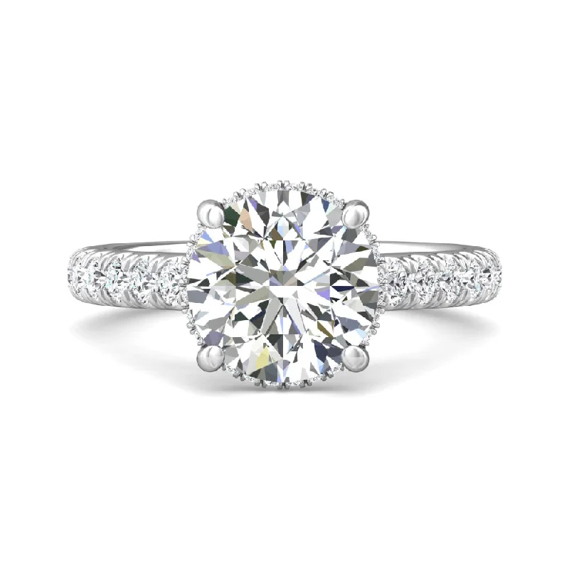 Luxury wedding rings for women-Martin Flyer 14k Round Diamond Engagement Ring with Hidden Halo