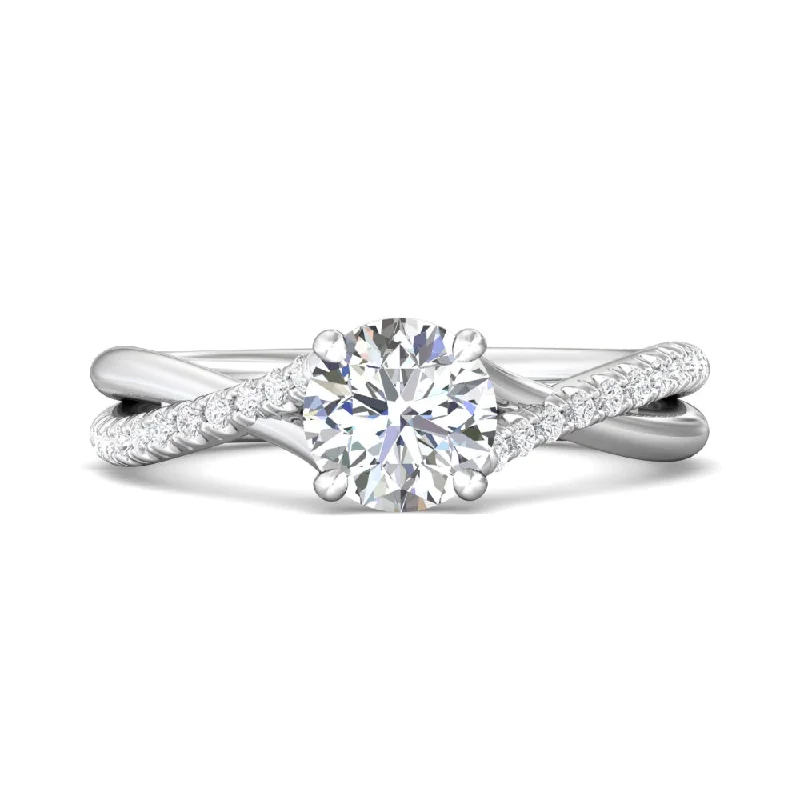 Antique style engagement rings-Martin Flyer 14k Round Diamond Engagement Ring with Twist Shank