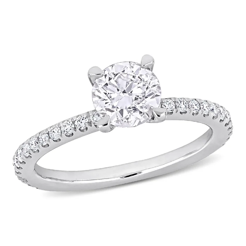 Custom promise rings with engraving-Miadora 1 1/3ct TDW Diamond Engagement Ring in 14k White Gold