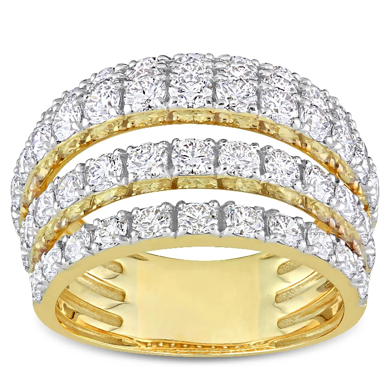 Men's wedding bands with diamonds-Miadora 3 1/10ct TDW Diamond Coil Cluster Ring in 14k Yellow Gold