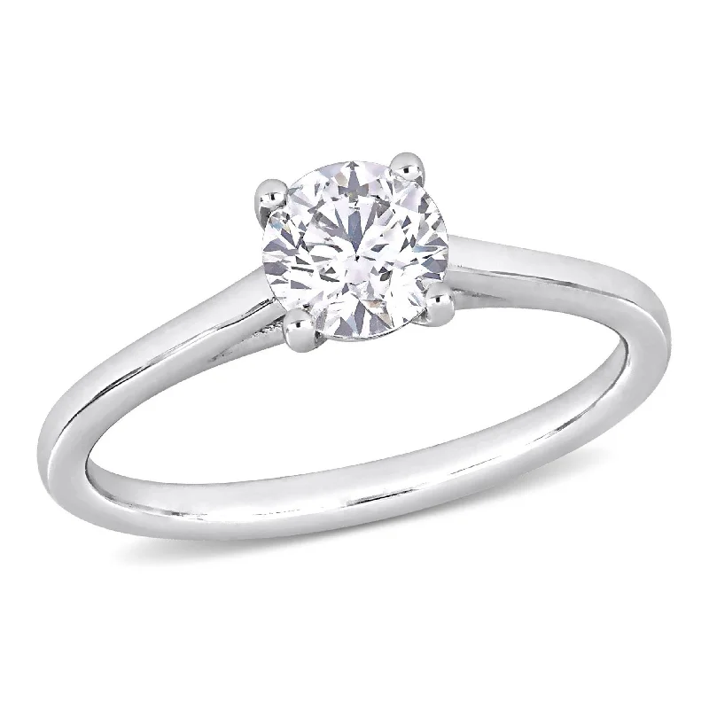 Fashion rings with birthstones for men-Miadora 3/4ct TDW Certified Diamond Solitaire Engagement Ring in Platinum (GIA)