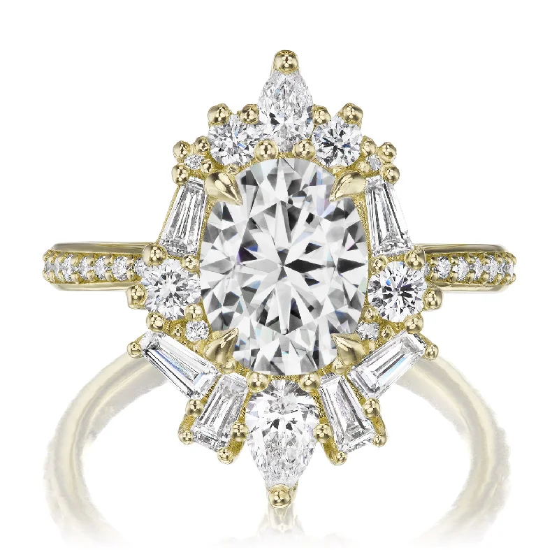 Gold wedding rings with diamonds-・NYX・Oval Moissanite Center, Diamond Accents (2.80ctw+)