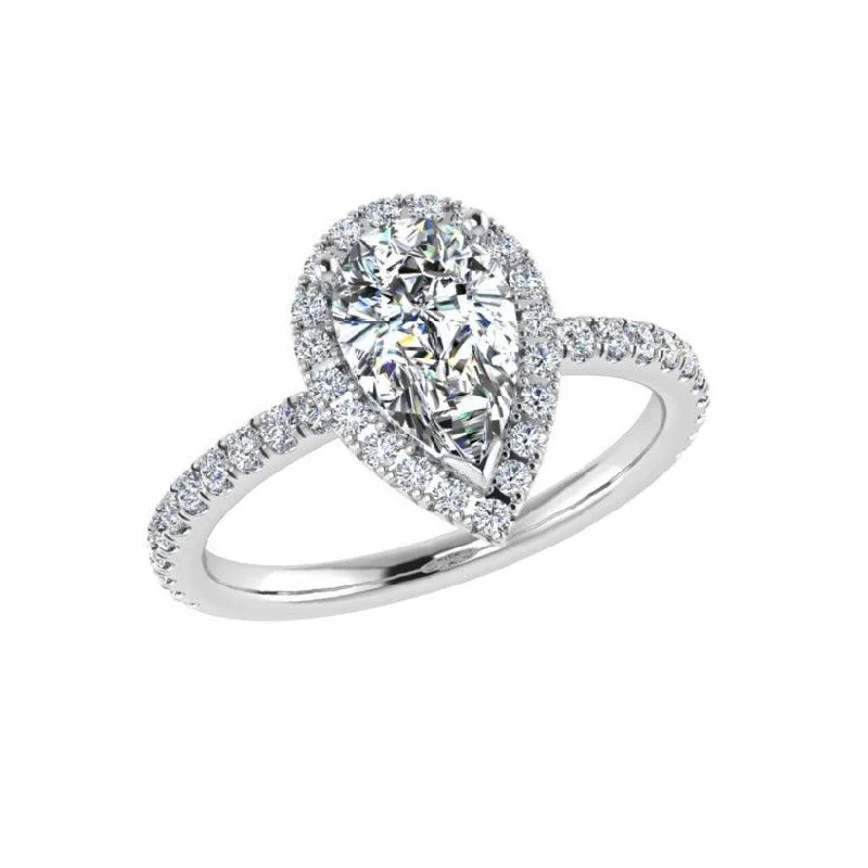 Vintage engagement rings for sale-Pear Halo Diamond Engagement Ring 0.38 ct