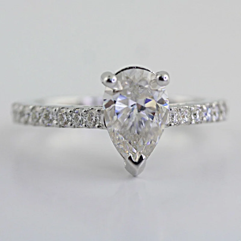 Large gemstone rings for women-Pear Shaped Moissanite Engagement Ring