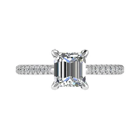 Designer wedding rings for couples-Princess Cut Diamond Side Stones Engagement Ring