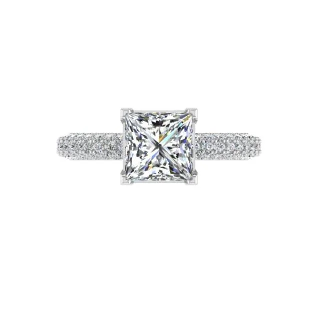 Elegant gemstone rings for women-Princess Setting Diamond Engagement Ring 18K Gold (0.60ct.tw.)