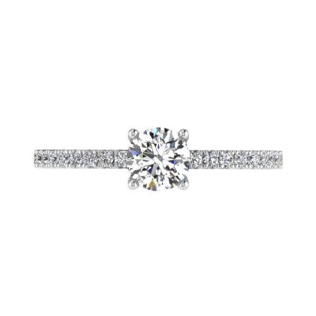 Designer engagement rings for women-Round Diamond Engagement Ring with Side Stones 18K Gold (0.22 ct. tw)