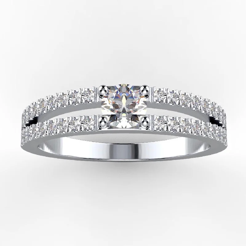 Fashion rings with diamonds for women-Round Diamond Split Shank Engagement Ring 18K Gold (0.36 ct. tw.)