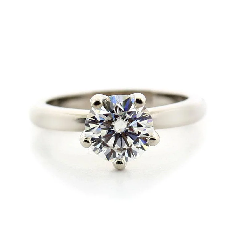 Custom fashion rings for women-Round Solitaire Moissanite Engagement Ring 1.20ct