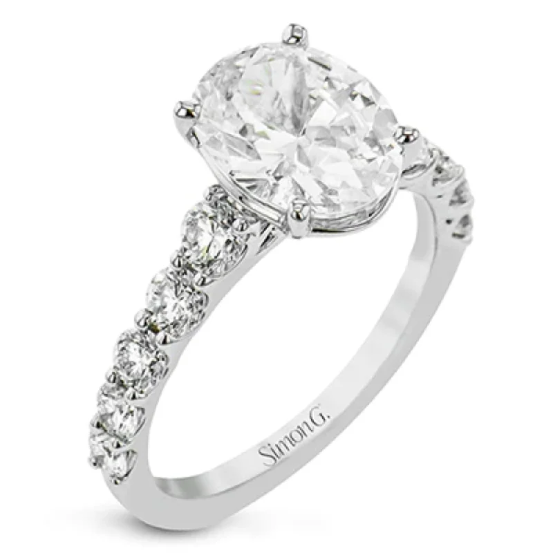 Designer wedding rings for couples-Simon G. 18k Oval-Cut Engagement Ring with Diamonds