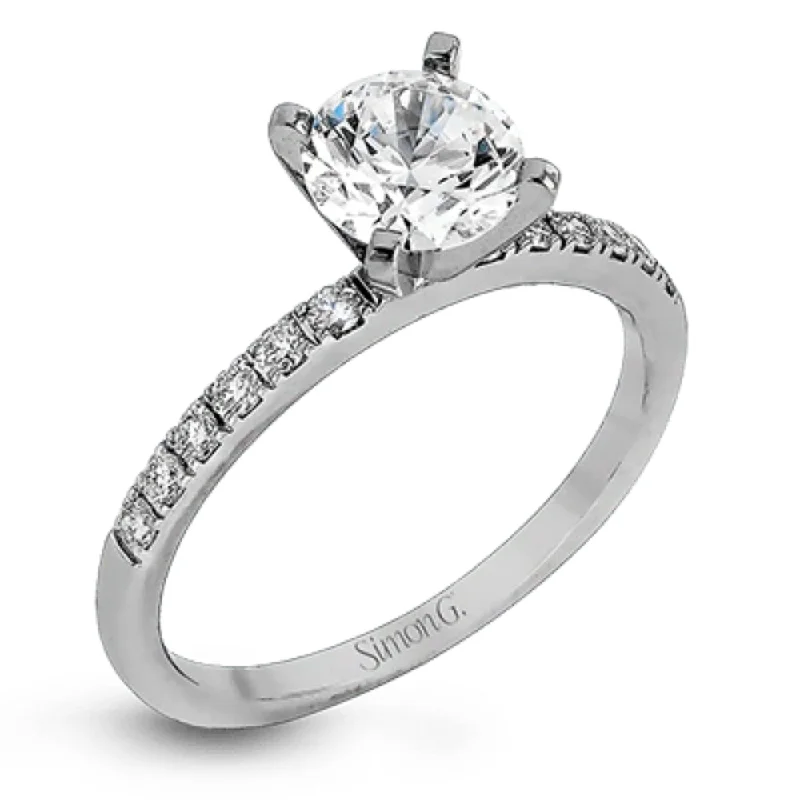 Elegant diamond rings for women-Simon G. 18k Round-Cut Engagement Ring with Diamonds