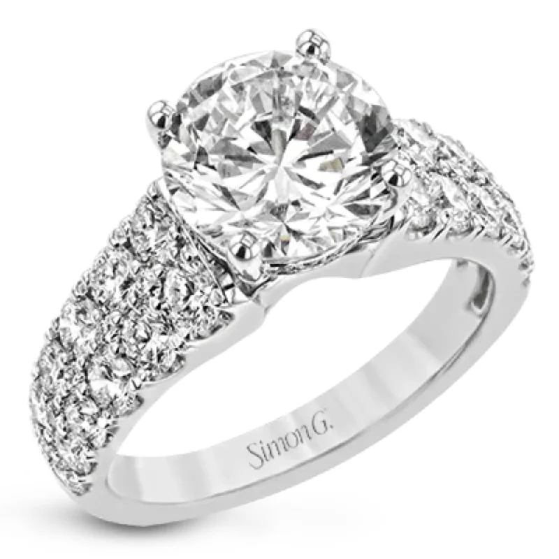 Custom wedding bands with initials-Simon G. 18k Round-Cut Engagement Ring with Diamonds