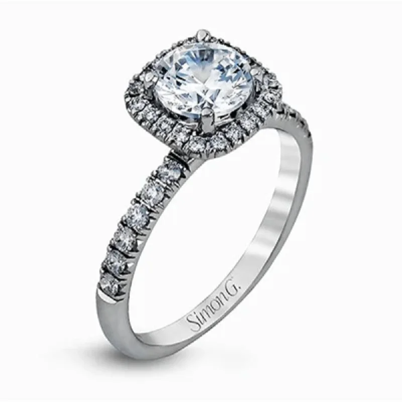 Luxury diamond rings for men-Simon G. 18k Round-Cut Halo Engagement Ring with Diamonds