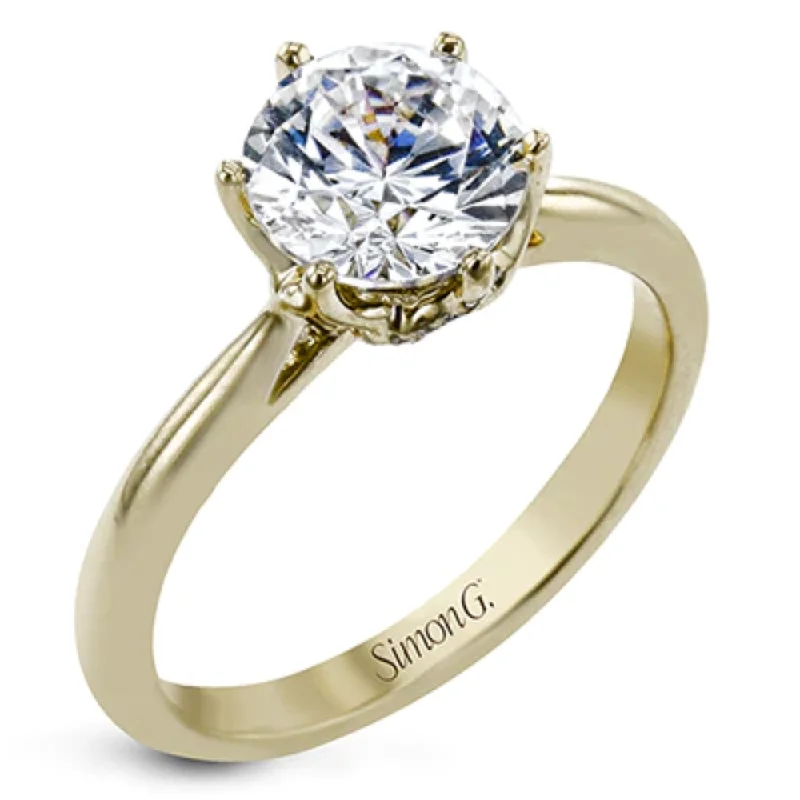 Custom fashion rings for women-Simon G. 18k Round-Cut Solitaire Engagement Ring with Diamonds