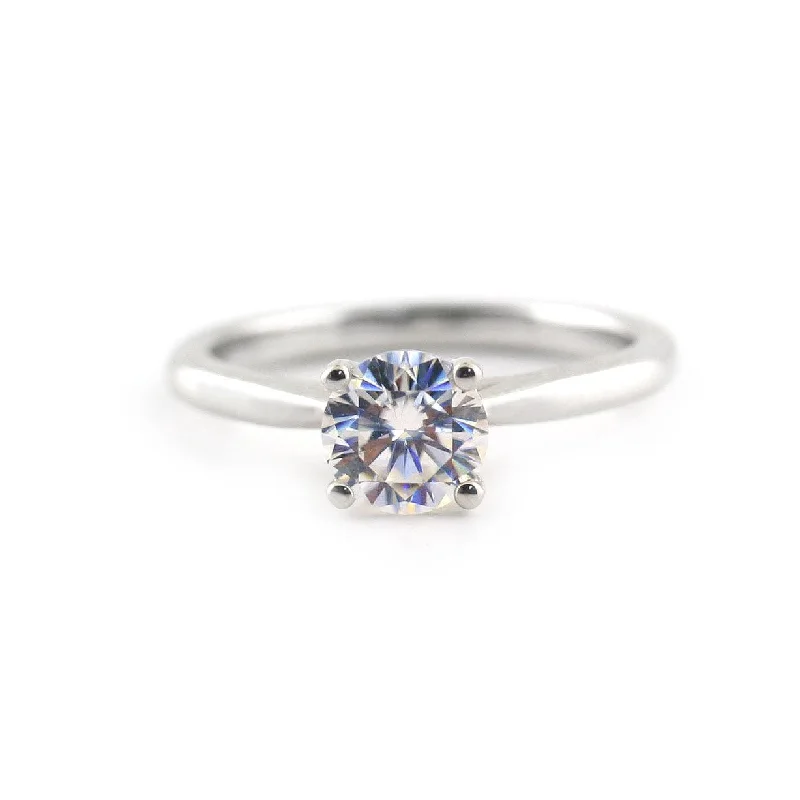 Vintage engagement rings with sapphires-Solitaire Moissanite Ring with Accents