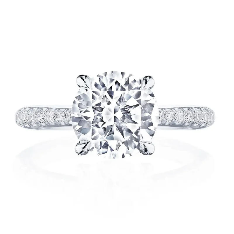 Fashion rings with diamonds for women-Tacori Platinum Founder's Collection RoyalT Round Solitaire Engagement Ring