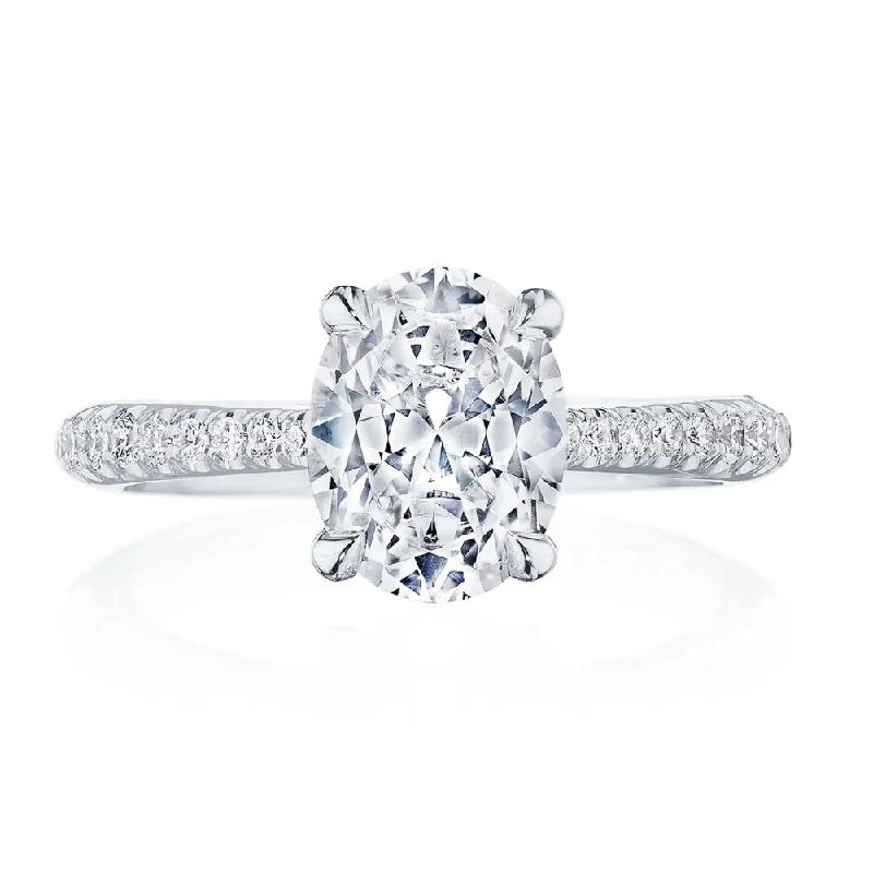 Personalized rings with names-Tacori Platinum Semi Founder's Collection RoyalT Oval Solitaire Engagement Ring