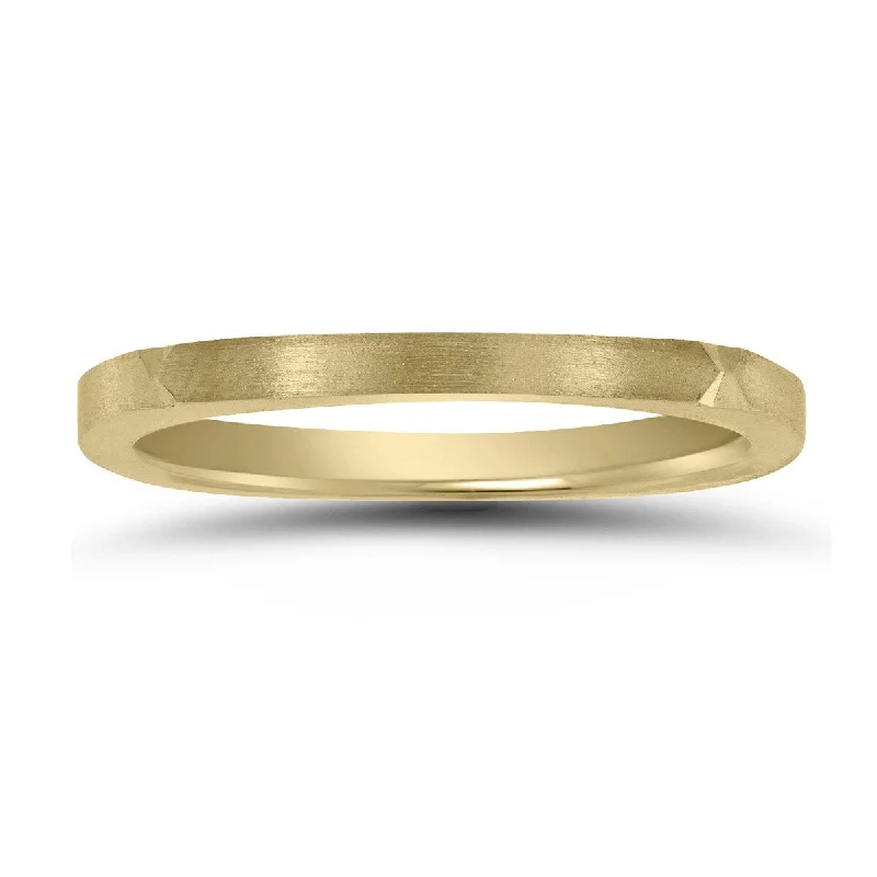 Best engagement rings for brides-Thin 1.5MM Four Sided Wedding Band with Matte Finish in 14K Yellow Gold