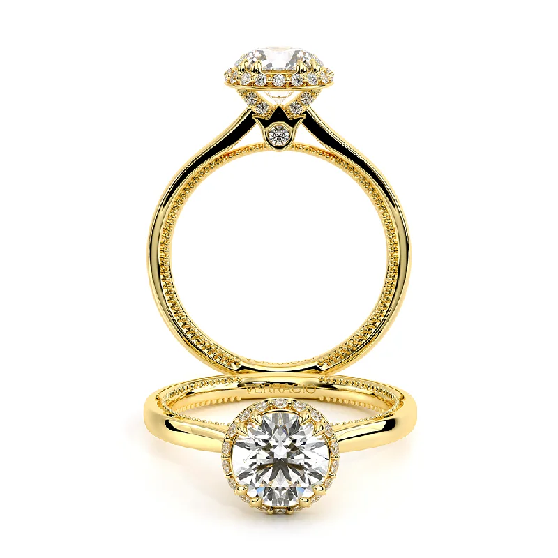 Simple gold rings for women-Verragio Renaissance 14k Gold Diamond Engagement Ring with Stardust Halo