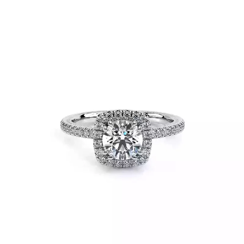 Diamond wedding rings for men-Verragio Tradition Cushion Halo Engagement Ring