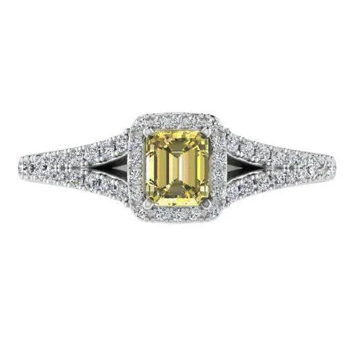 Custom gold promise rings for couples-Yellow Diamond Halo Engagement Ring