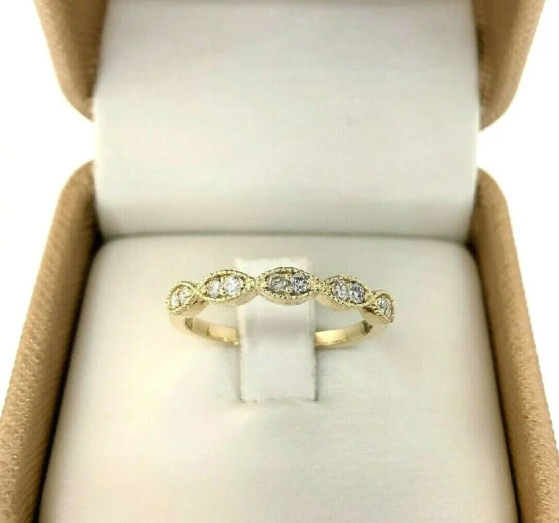 Stackable engagement rings with diamonds-0.22 Carats t.w. Diamond Stack Ring/Wedding Band 14K Yellow Gold Round Diamonds