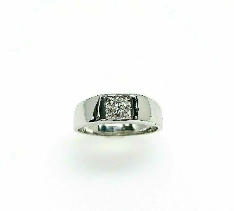 Fashion rings with diamonds for men-0.47 Carats Round Brilliant Cut Diamond Mens Wedding Ring Solid Platinum