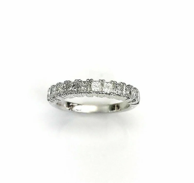 Large diamond rings for women-0.75 Carats t.w. Princesss Cut Diamond Anniversary/Stack Ring 18K White Gold New