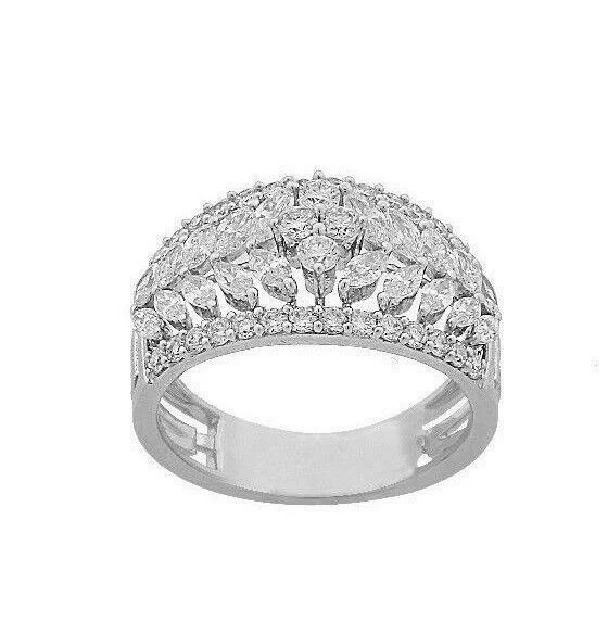 Vintage wedding rings for couples-1.45Ct Marquise & Round Diamonds 1/2 Eternity Wedding/Anniversary Band Size 7