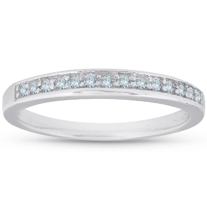 Platinum promise rings for men-1/5ct Diamond Wedding 14K White Gold Anniversary Ring