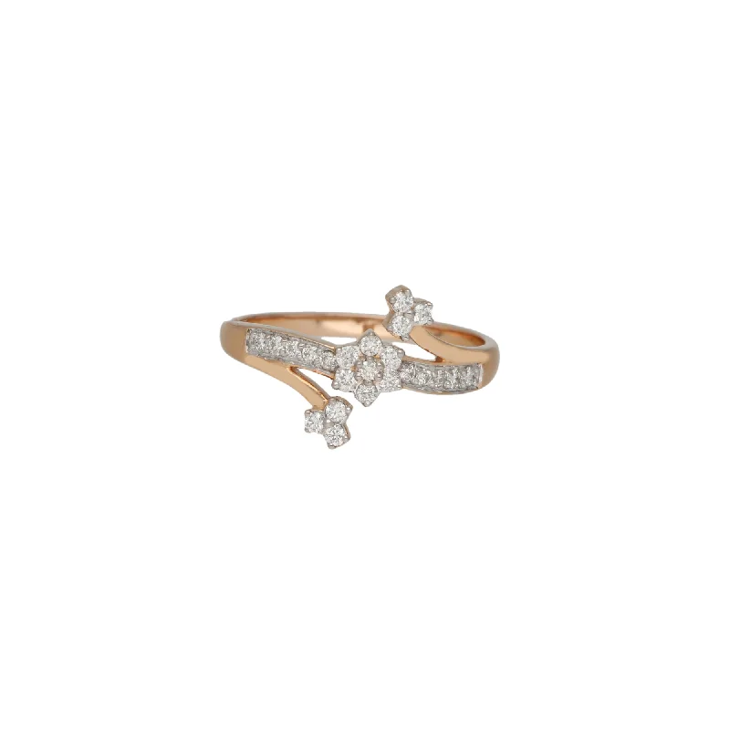 Large diamond rings for women-18K Rose Gold & 0.16 Carat Diamond Ring (1.4gm)