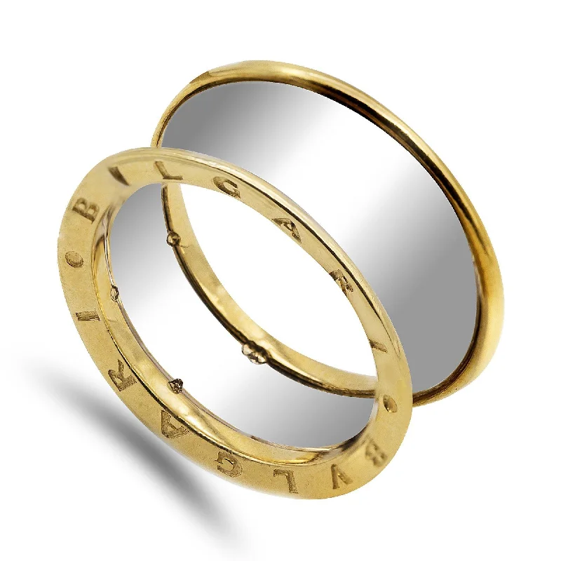 Personalized rings for men’s gifts-18K Two Tone Gold Bulgari Men's Ring