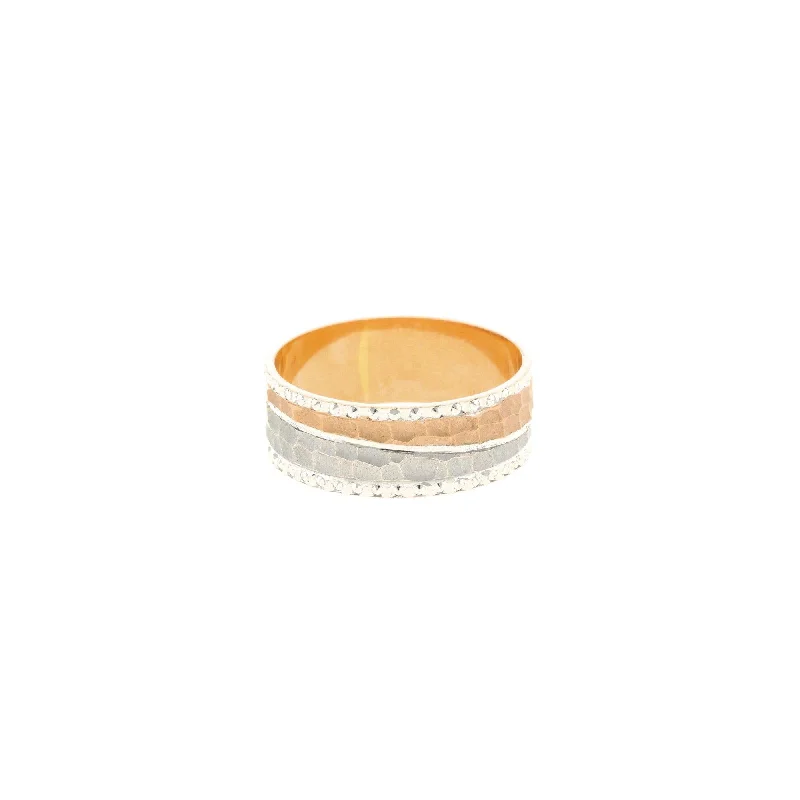 Custom name rings for women-18K White & Rose Gold Artisan Ring