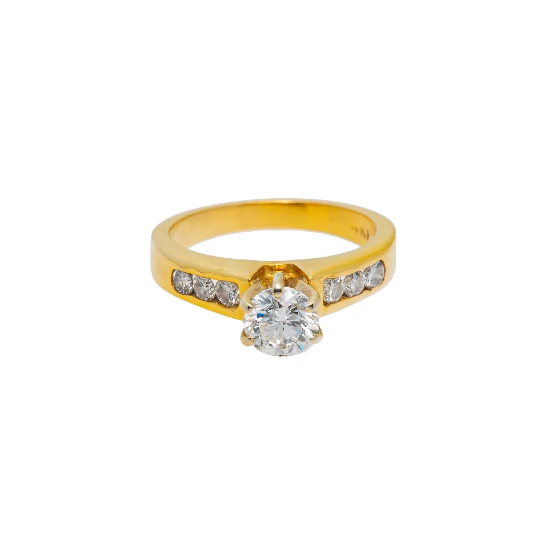 Vintage wedding rings for couples-18K Yellow Gold & 0.85ct Diamond Ring (4.2gm)