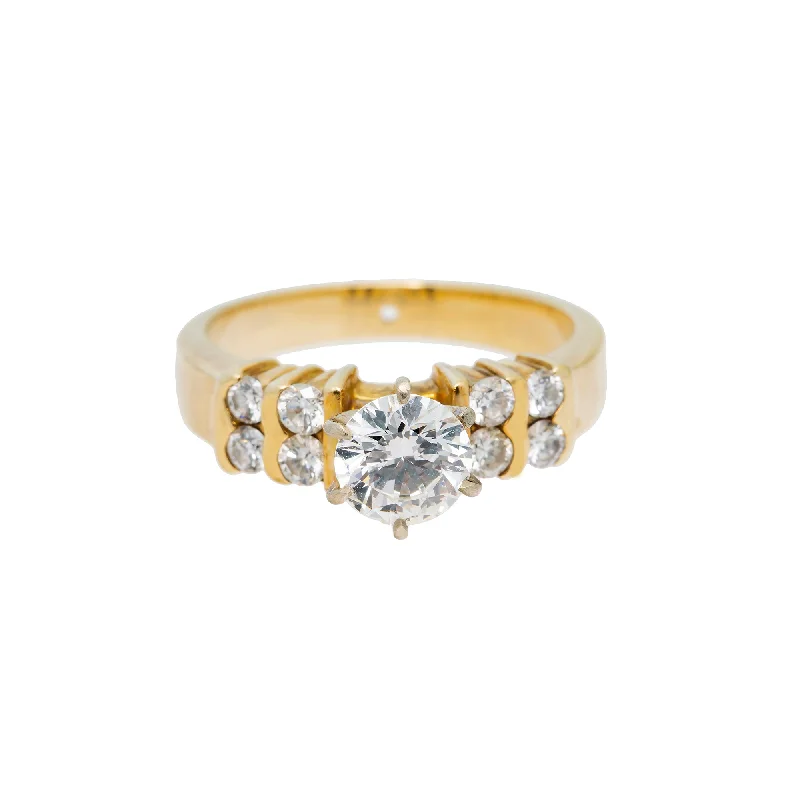 Custom engagement rings with initials-14k Yellow Gold & 1.25ct Diamond Ring (5.7gm)