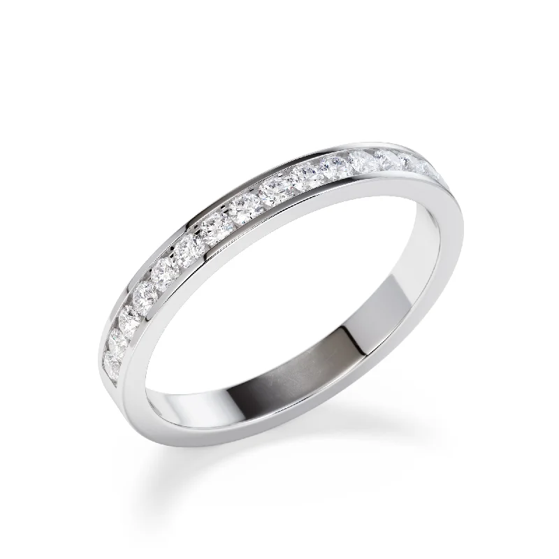 Large diamond rings for women-2.5mm Channel Set Round Diamond Wedding Ring