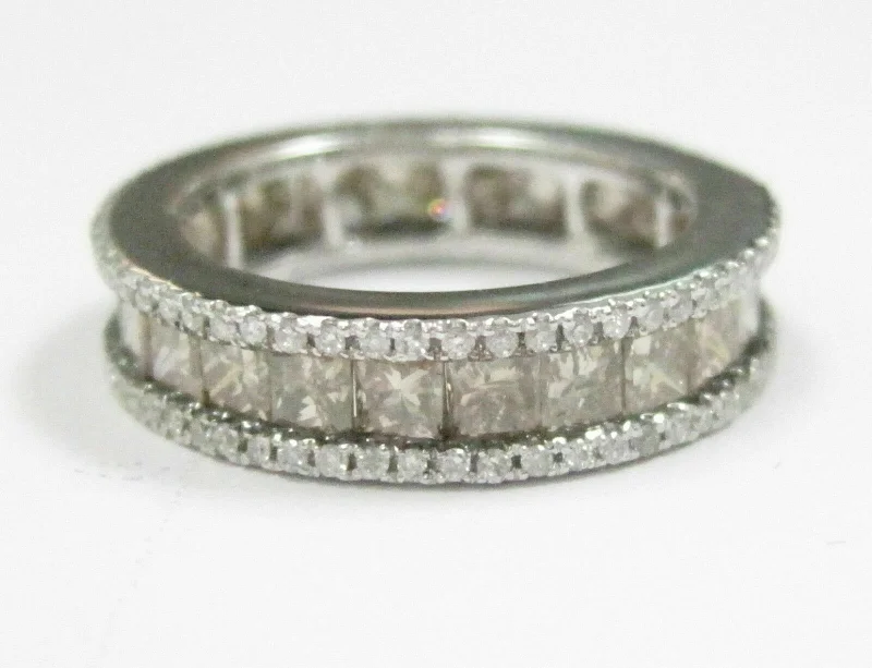 Women’s diamond rings for engagement-2.62 TCW Natural Champgane Princess Cut & Round Diamonds Eternity Band 14kt