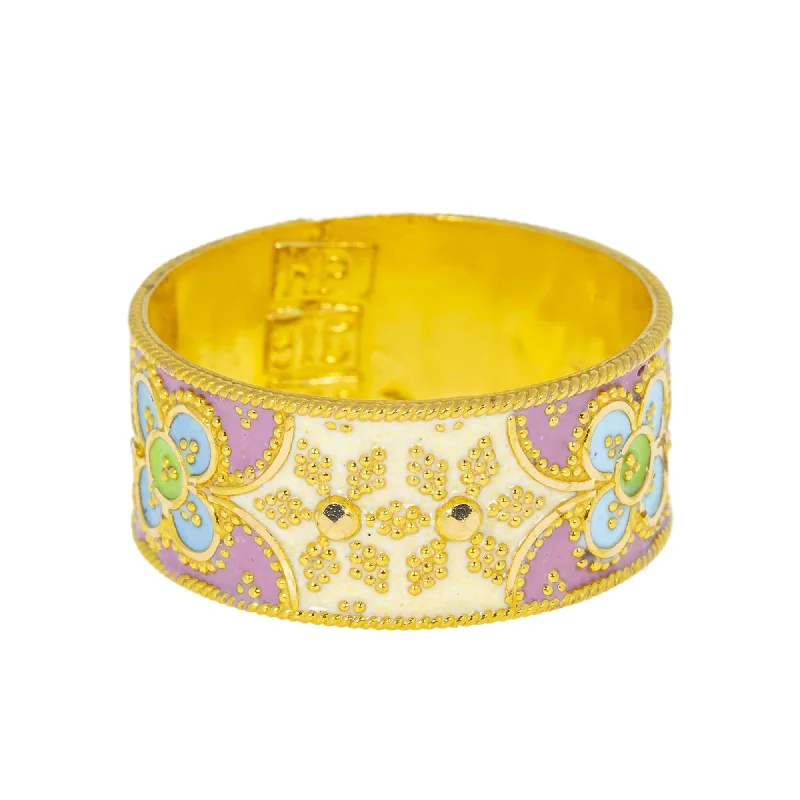 Fashion rings with diamonds for women-22K Yellow Gold and Enamel Ring (4.9gm)