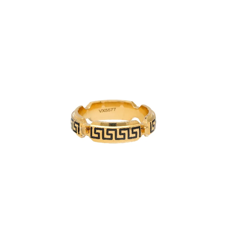 Trendy engagement rings for men-22K Yellow Gold Band Ring with Artisan Design (10.8gm)