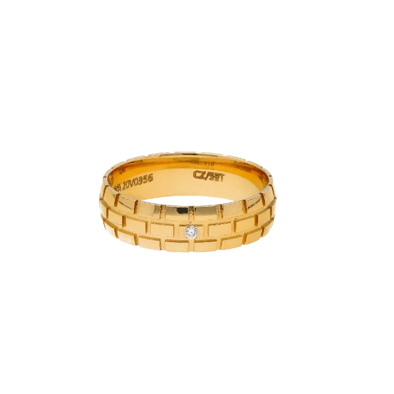 Trendy engagement rings for men-22K Yellow Gold Brick Bang (5.7gm)