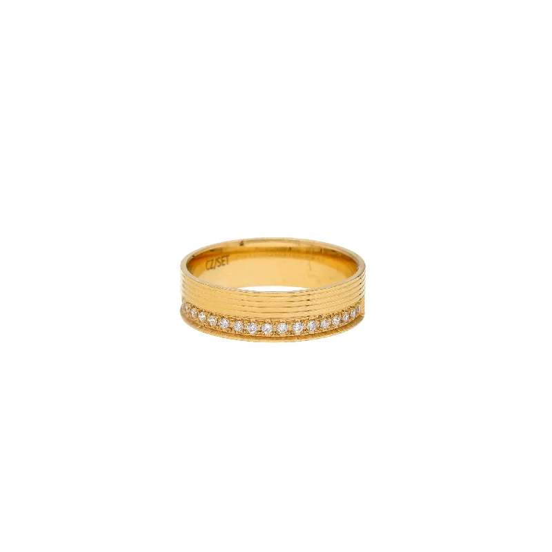 Personalized rings with engraved names-22K Yellow Gold & CZ Band Ring (6.3gm)