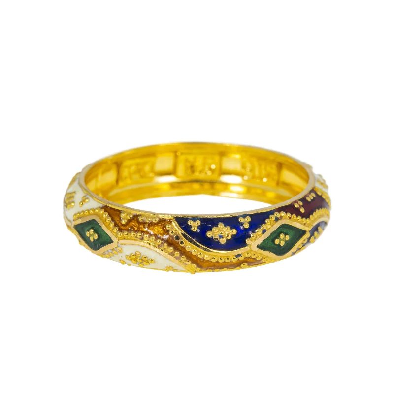 Birthstone engagement rings for her-22K Yellow Gold Meenakari Ring (3.7gm)