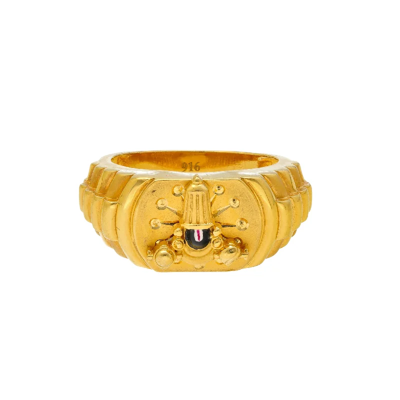 Elegant wedding rings for brides-22K Yellow Gold Temple Ring (13gm)