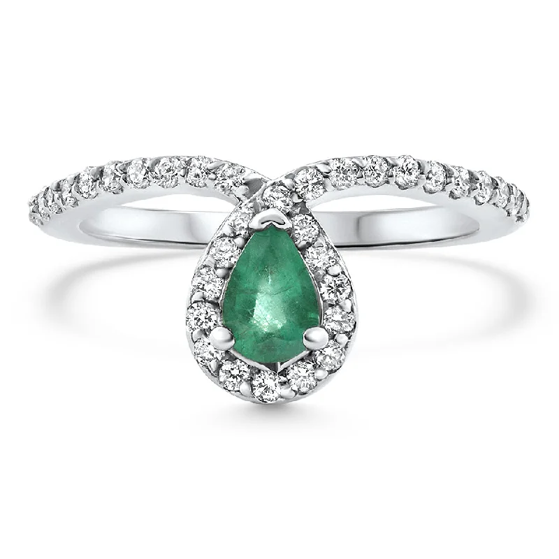 Trendy engagement rings for men-3/4Ct Peart Shape Emerald Diamond Ring 10k Gold Lab Grown