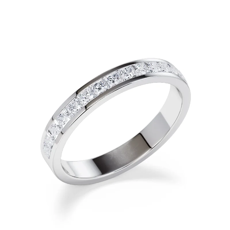 Men's wedding bands with diamonds-3mm Channel Set Princess Diamond Wedding Ring