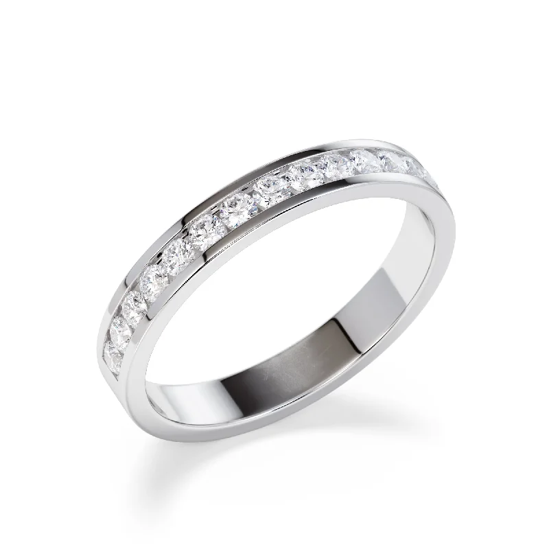 Custom rings for anniversary gifts-3mm Channel Set Round Diamond Wedding Ring