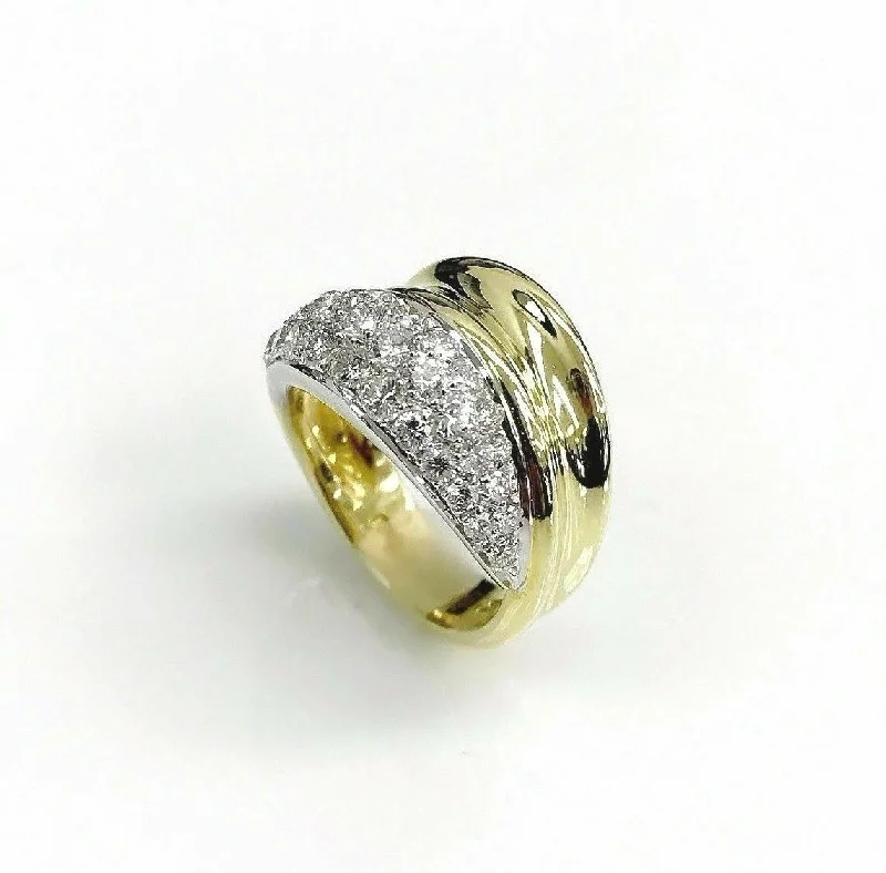 Stackable rings for bridesmaids-$4,900 Retail 1.70 Carats Round Cut Puffed Pave Set Diamond Anniversary Ring