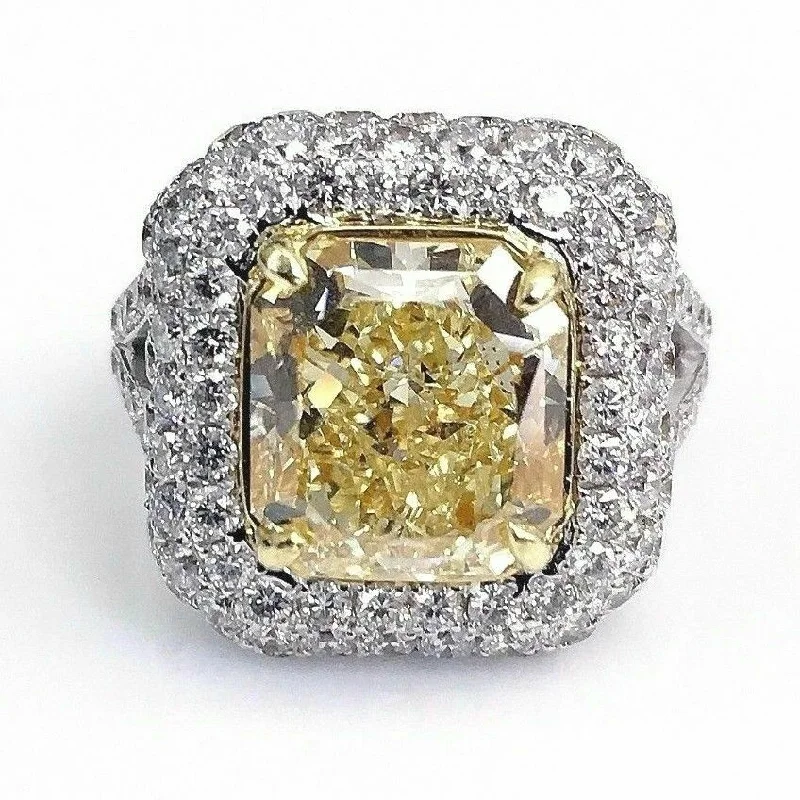 Classic gold engagement rings for her-5.93 Carats t.w. Custom Made Diamond Ring 4.78 Carats Fancy Yellow GIA Cert