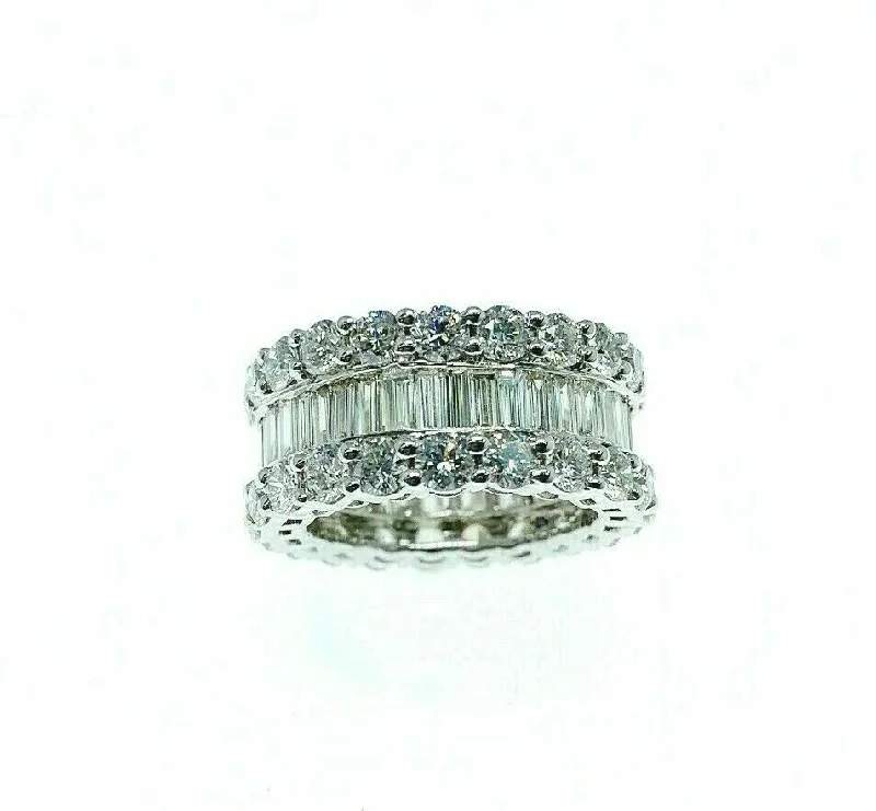 Gold rings with emeralds-8.90 Carats t.w. Diamond Anniversary Eternity Ring 18K White Gold 10.5 mm Width